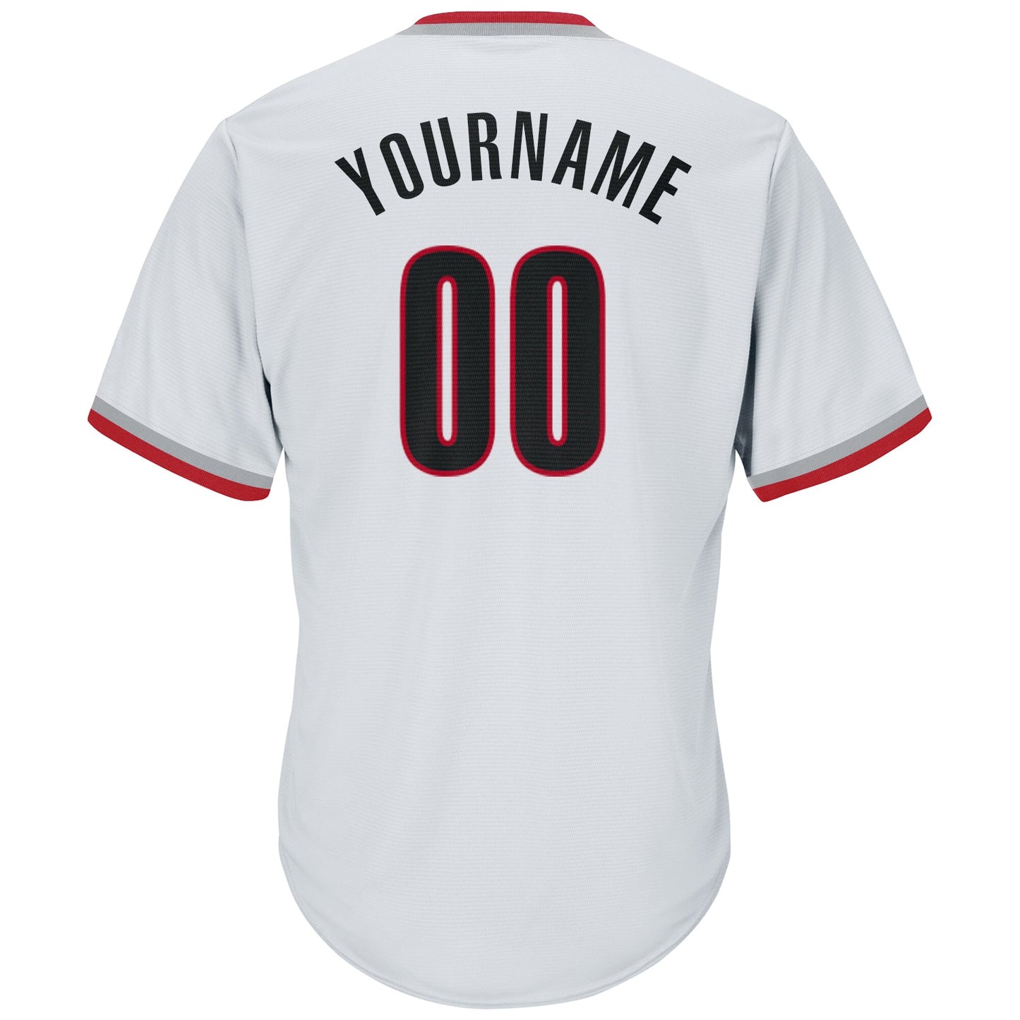 Custom White Black-Red Authentic Throwback Rib-Knit Baseball Jersey Shirt view 3