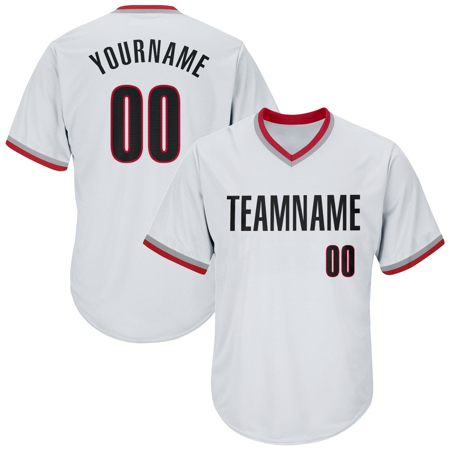 Custom White Black-Red Authentic Throwback Rib-Knit Baseball Jersey Shirt - Main View