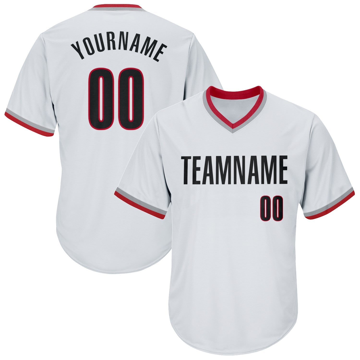 Custom White Black-Red Authentic Throwback Rib-Knit Baseball Jersey Shirt - Main View