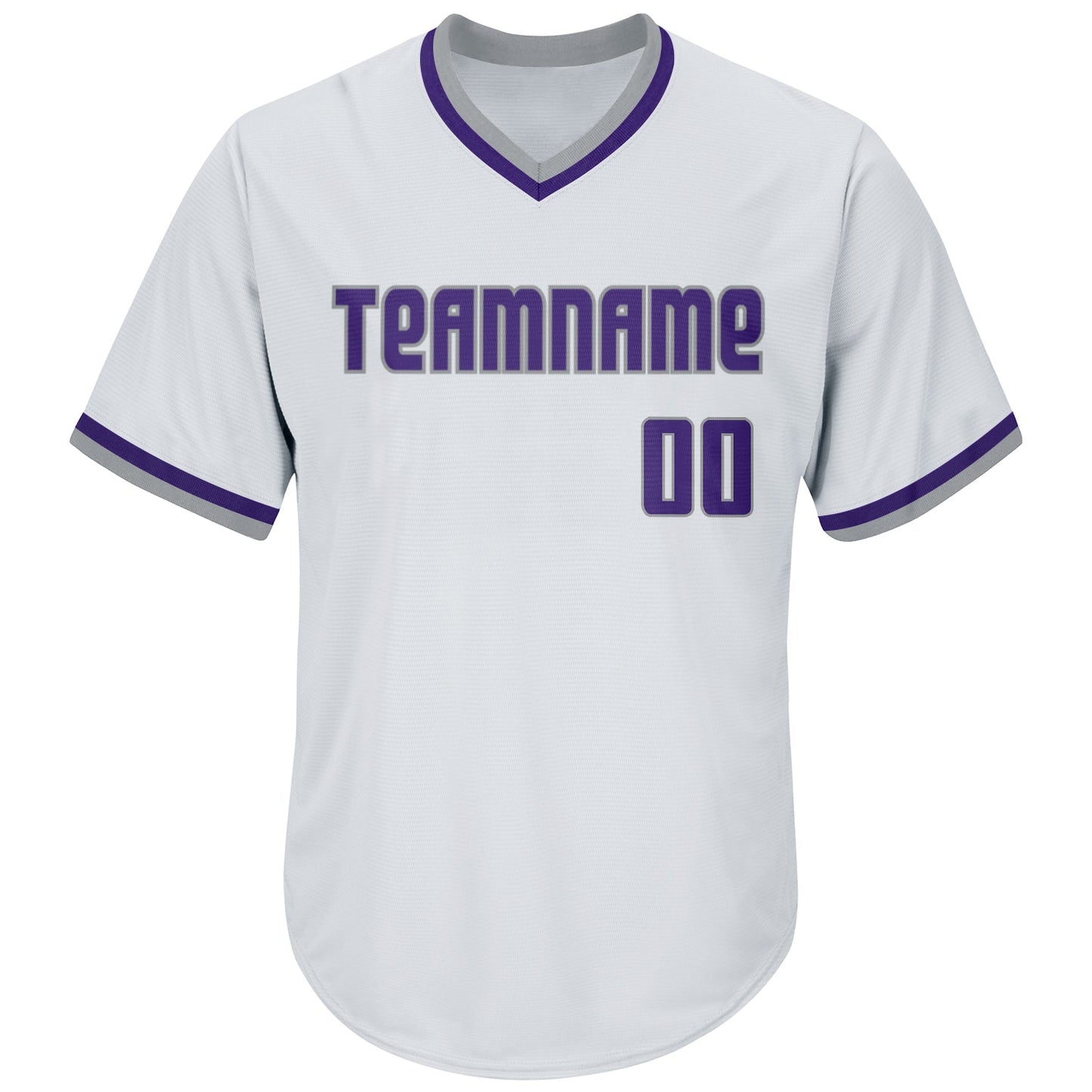Custom White Purple-Gray Authentic Throwback Rib-Knit Baseball Jersey Shirt view 2
