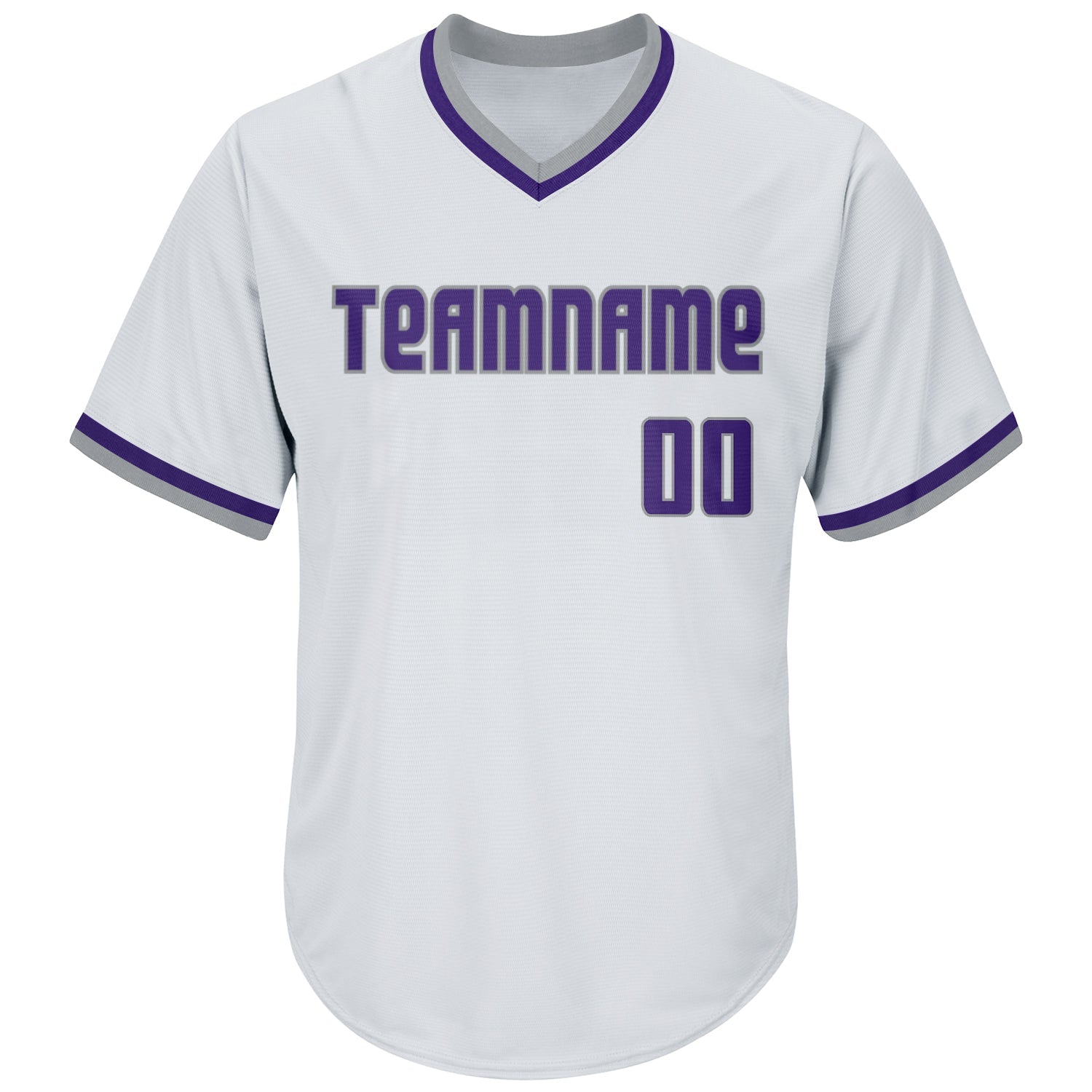 Custom White Purple-Gray Authentic Throwback Rib-Knit Baseball Jersey Shirt view 2
