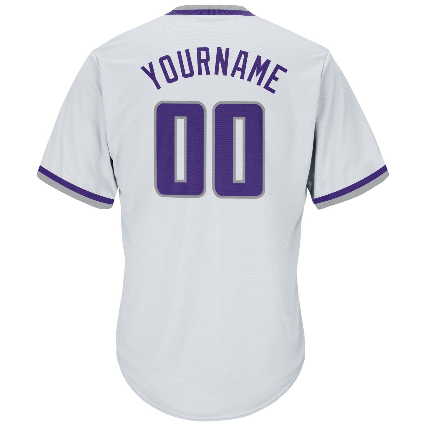 Custom White Purple-Gray Authentic Throwback Rib-Knit Baseball Jersey Shirt view 3