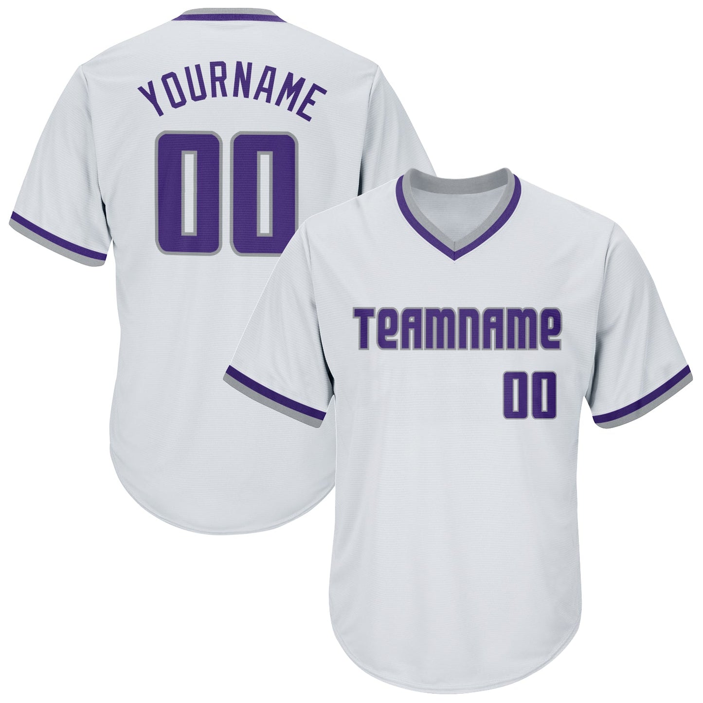 Custom White Purple-Gray Authentic Throwback Rib-Knit Baseball Jersey Shirt - Main View