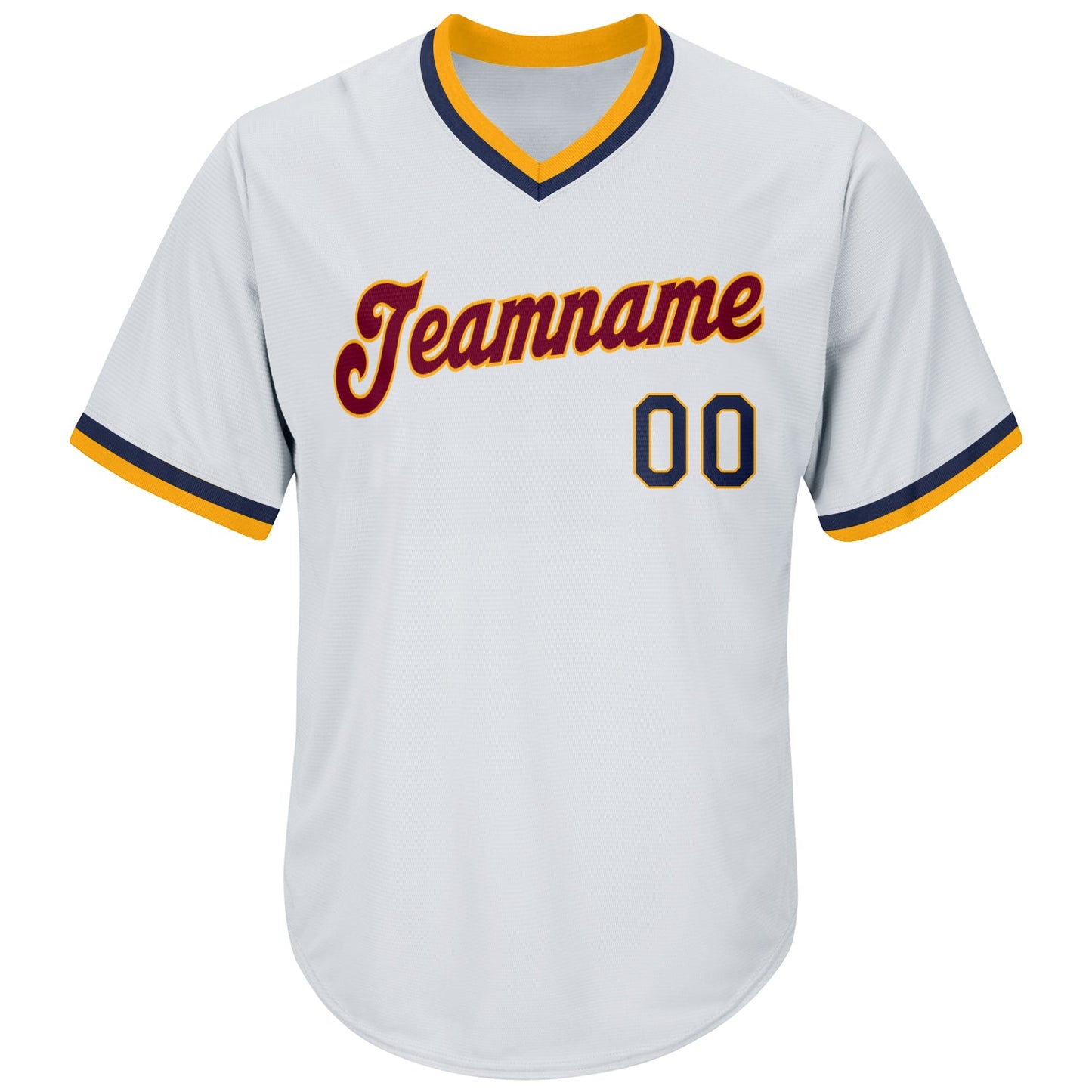 Custom White Navy-Gold Authentic Throwback Rib-Knit Baseball Jersey Shirt view 2
