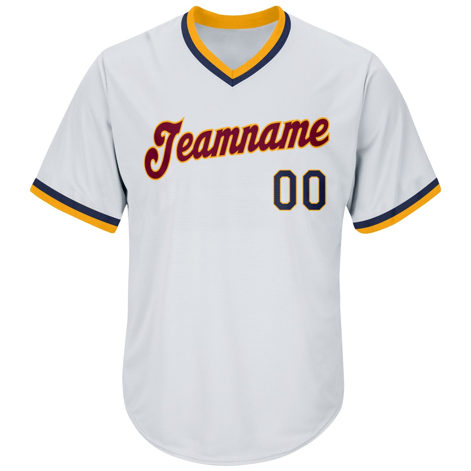 Custom White Navy-Gold Authentic Throwback Rib-Knit Baseball Jersey Shirt view 2