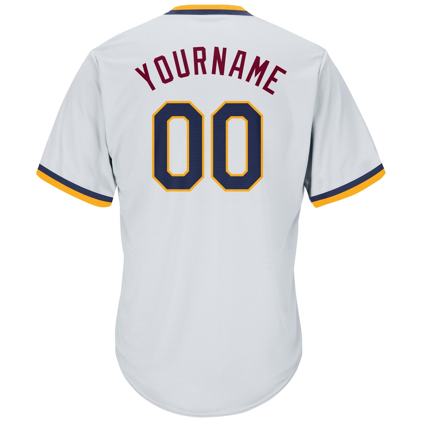 Custom White Navy-Gold Authentic Throwback Rib-Knit Baseball Jersey Shirt view 3