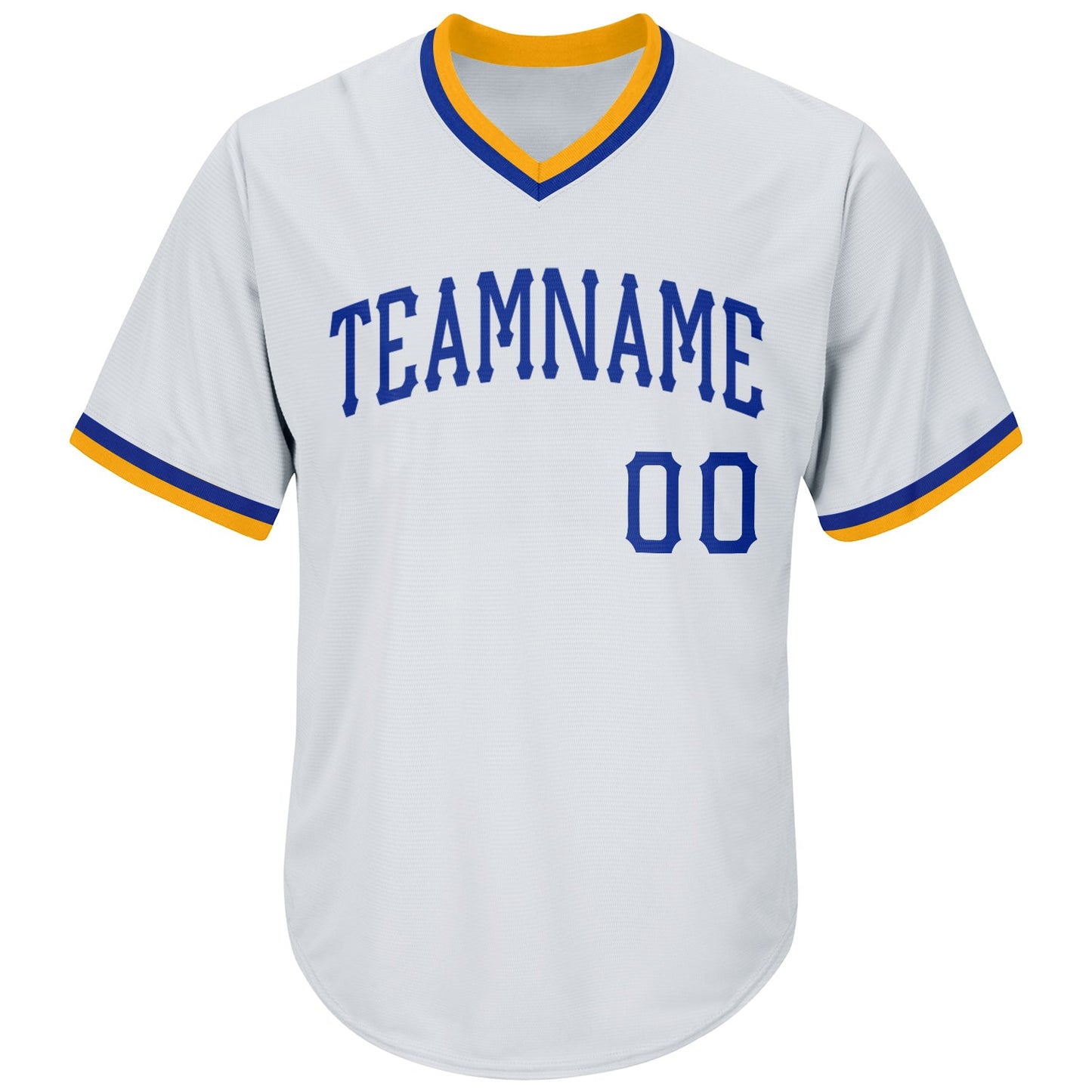 Custom White Royal-Gold Authentic Throwback Rib-Knit Baseball Jersey Shirt view 2