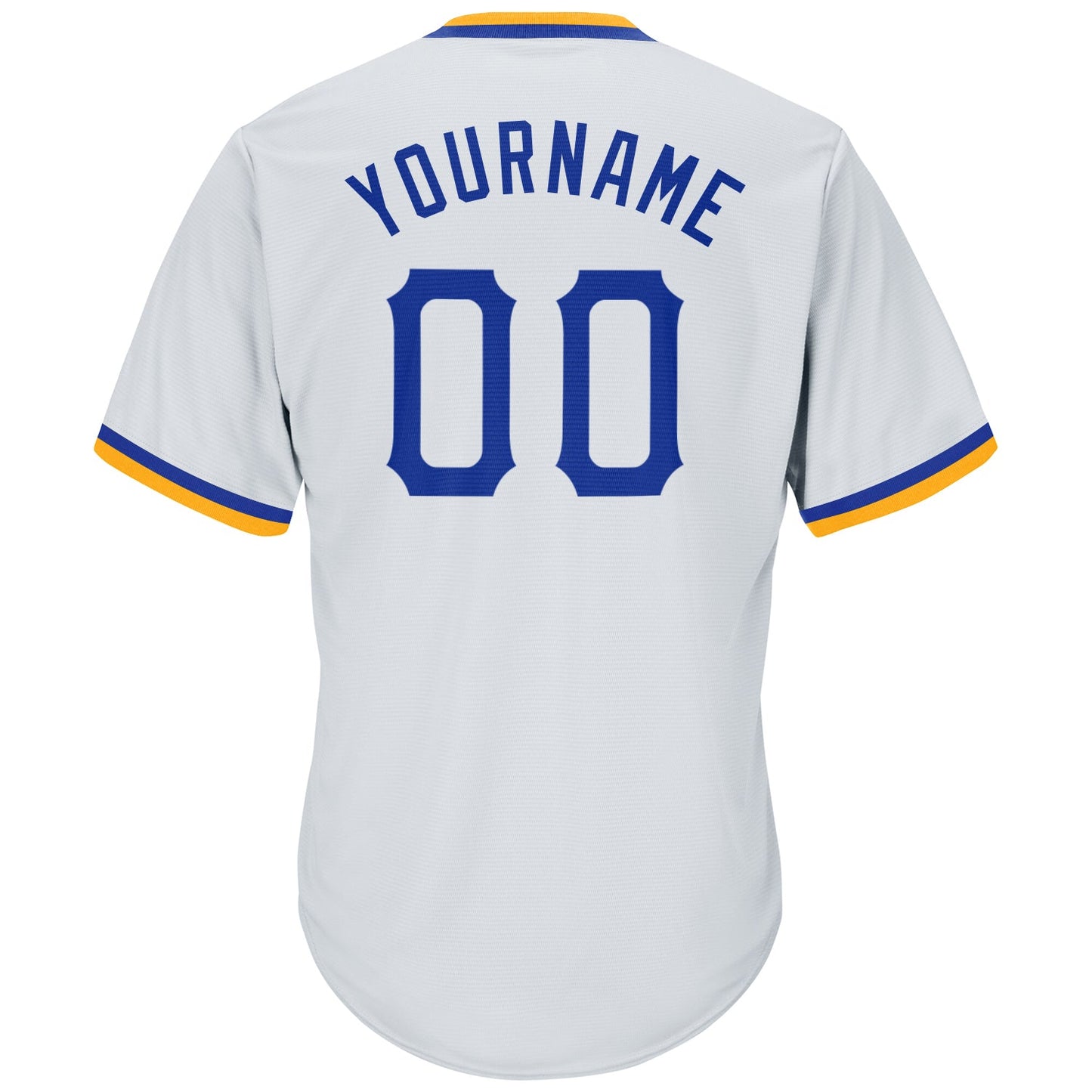 Custom White Royal-Gold Authentic Throwback Rib-Knit Baseball Jersey Shirt view 3