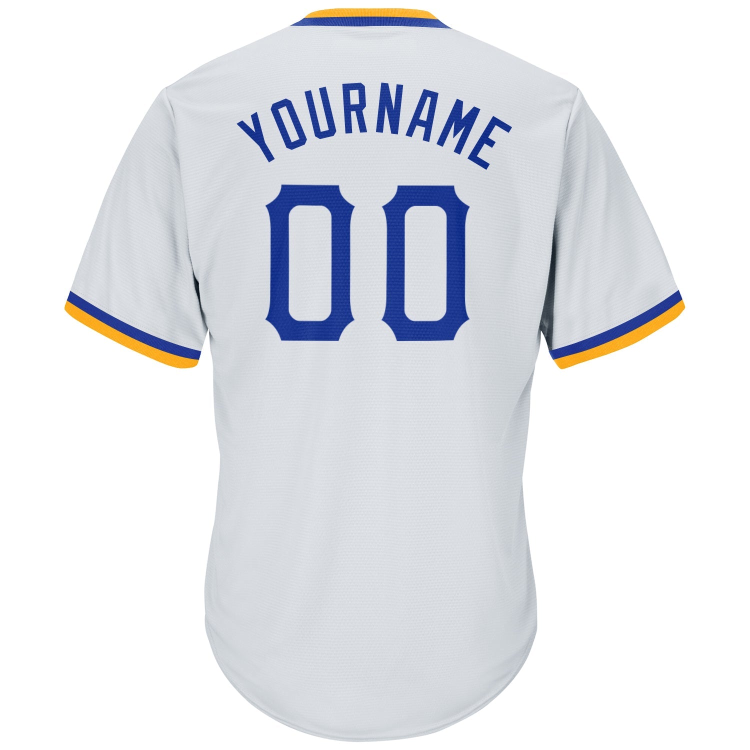 Custom White Royal-Gold Authentic Throwback Rib-Knit Baseball Jersey Shirt view 3