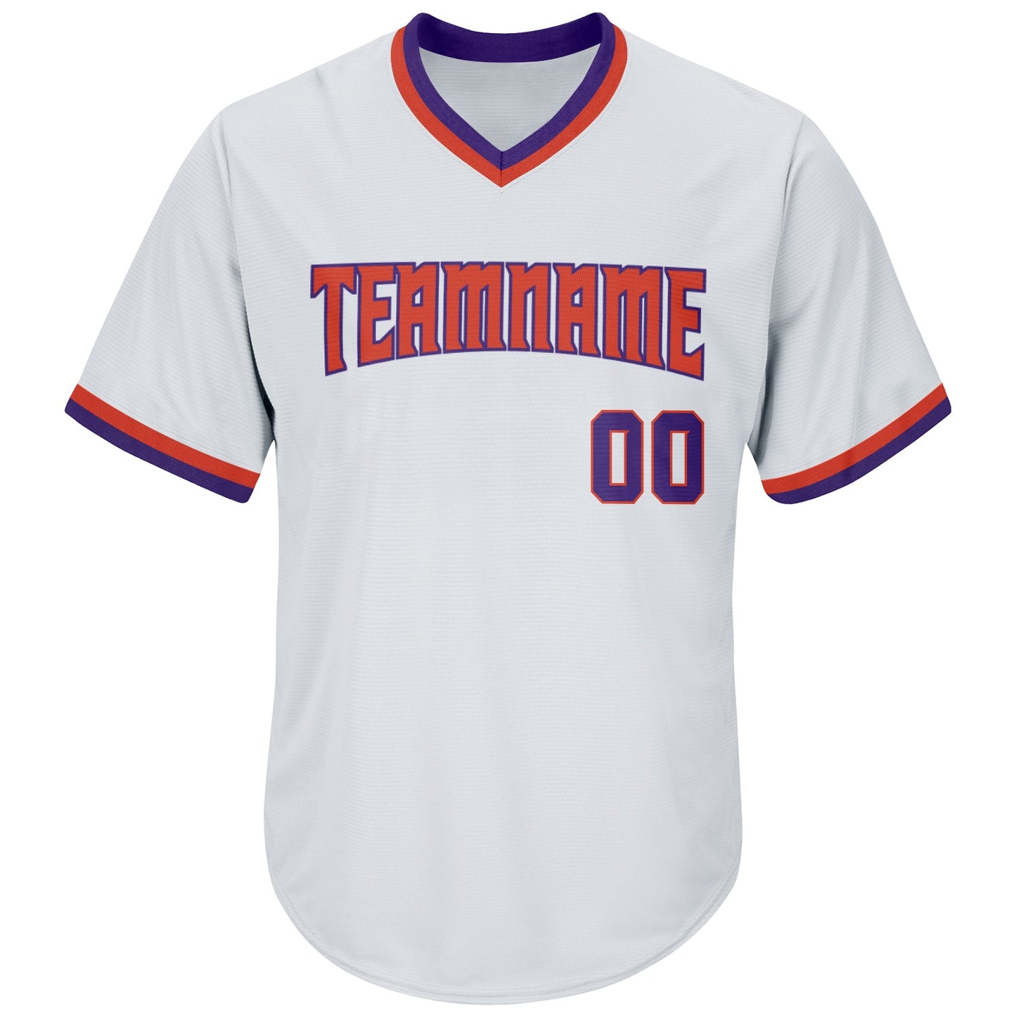 Custom White Purple-Orange Authentic Throwback Rib-Knit Baseball Jersey Shirt view 2