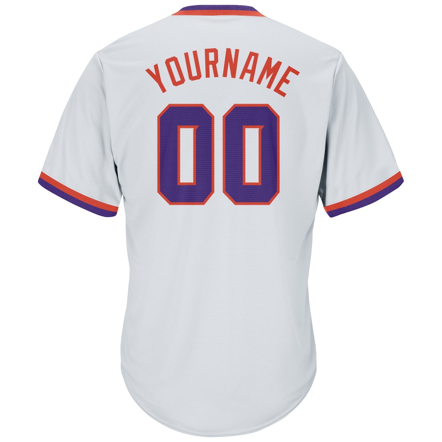 Custom White Purple-Orange Authentic Throwback Rib-Knit Baseball Jersey Shirt view 3