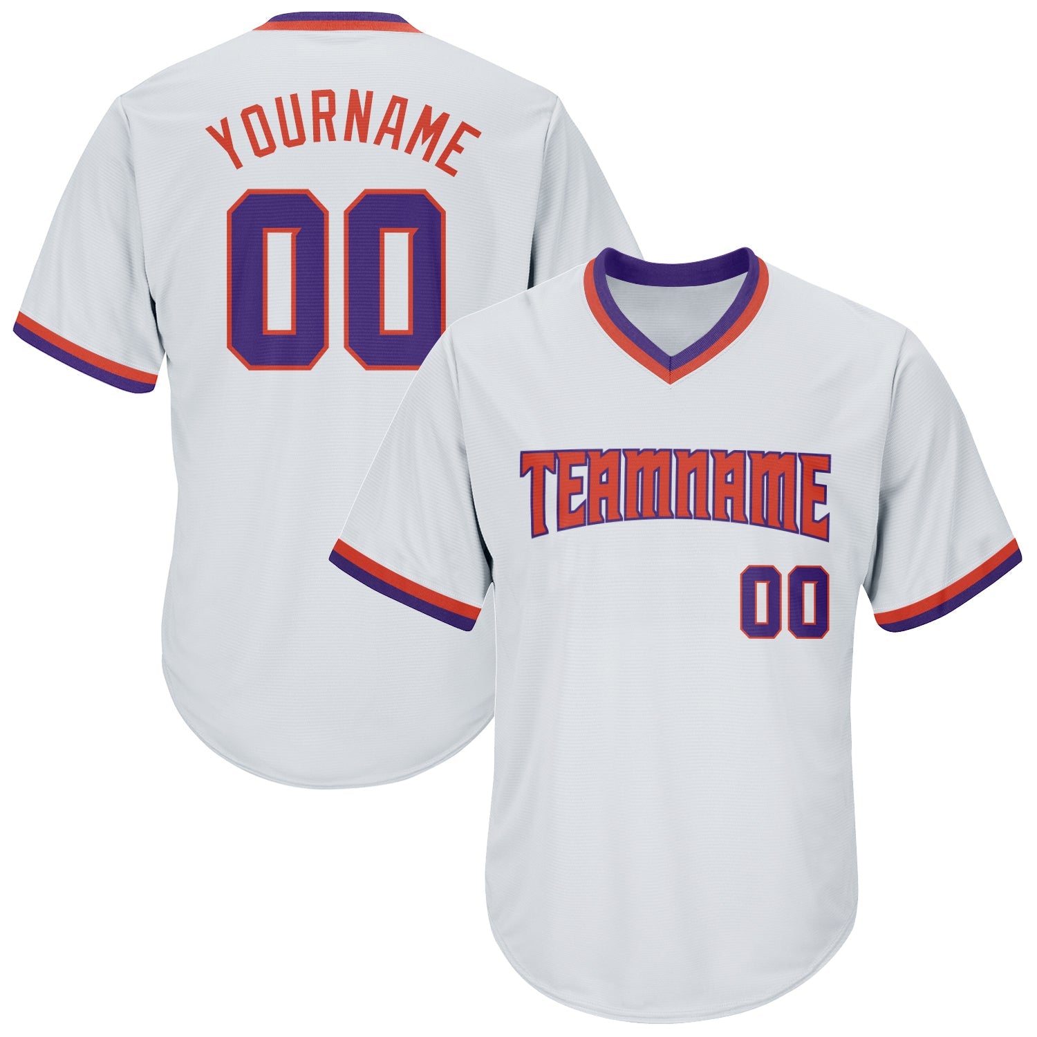 Custom White Purple-Orange Authentic Throwback Rib-Knit Baseball Jersey Shirt - Main View