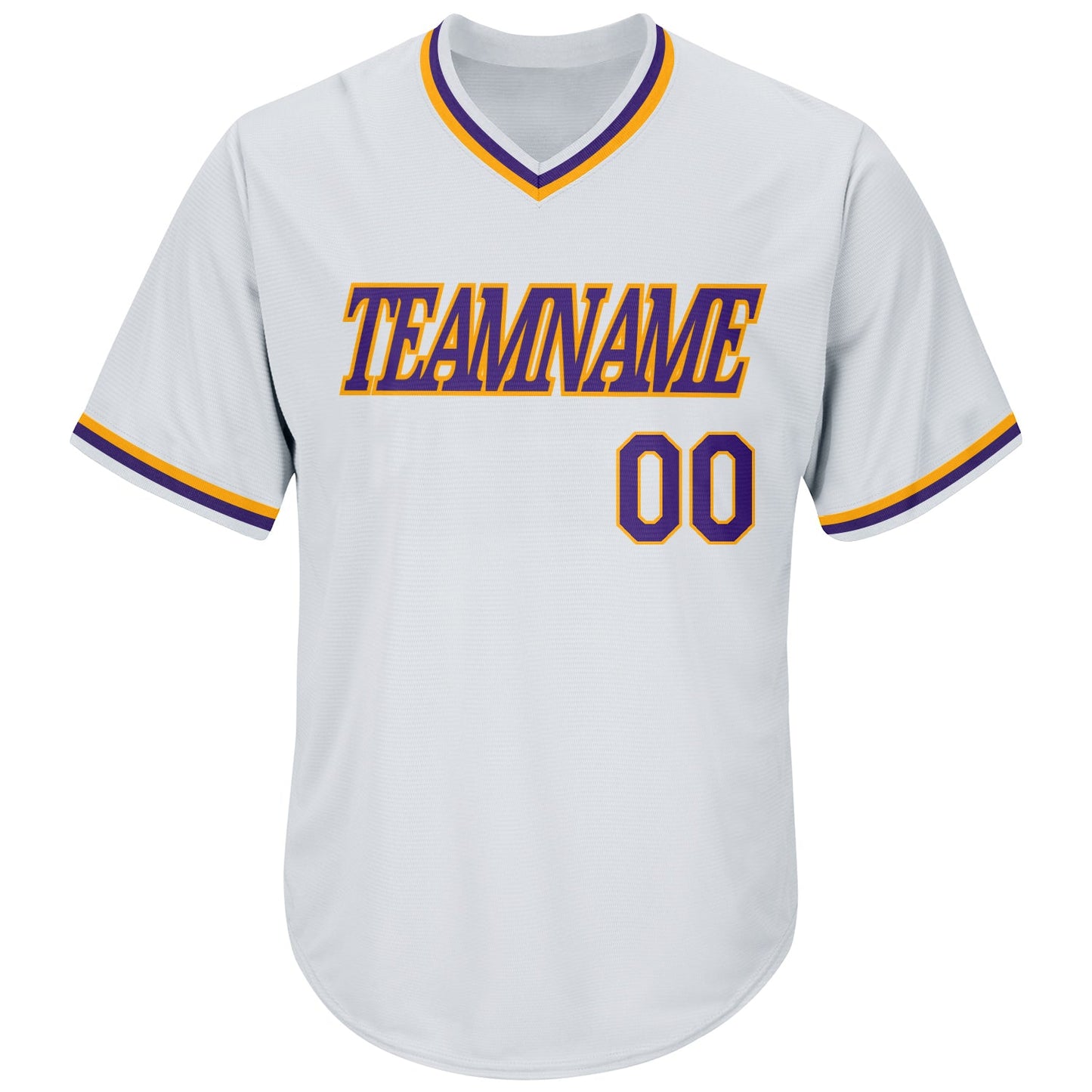 Custom White Purple-Gold Authentic Throwback Rib-Knit Baseball Jersey Shirt view 2