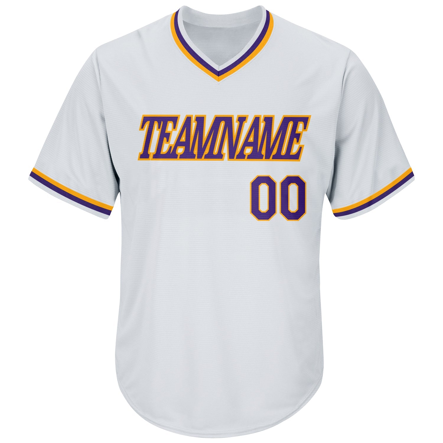 Custom White Purple-Gold Authentic Throwback Rib-Knit Baseball Jersey Shirt view 2