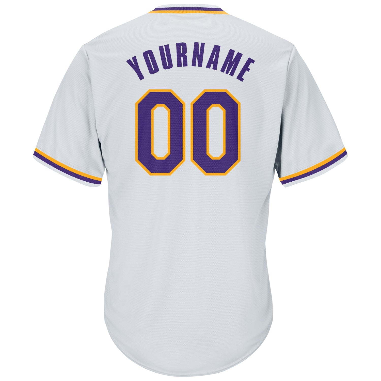 Custom White Purple-Gold Authentic Throwback Rib-Knit Baseball Jersey Shirt view 3