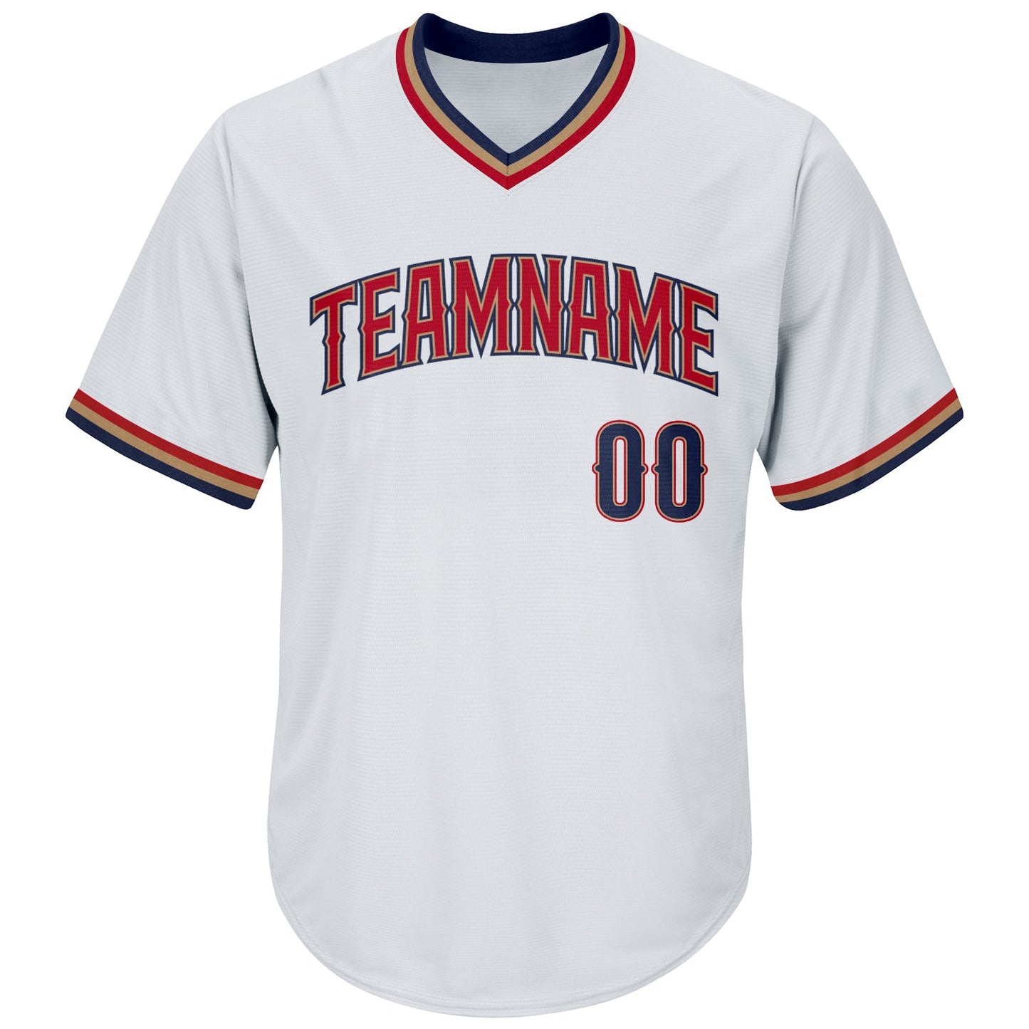 Custom White Navy-Red Authentic Throwback Rib-Knit Baseball Jersey Shirt view 2