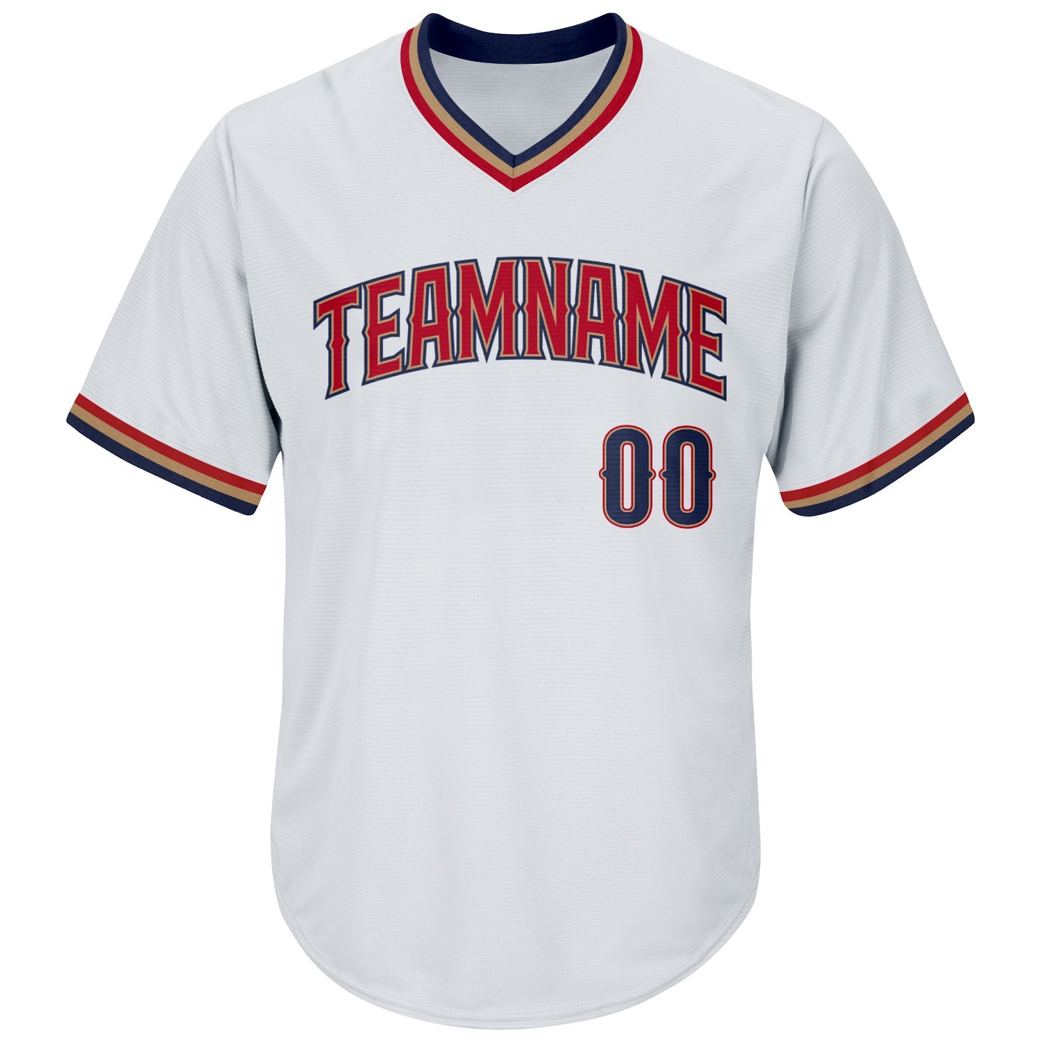 Custom White Navy-Red Authentic Throwback Rib-Knit Baseball Jersey Shirt view 2