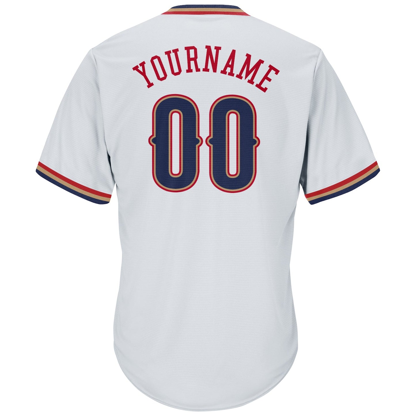 Custom White Navy-Red Authentic Throwback Rib-Knit Baseball Jersey Shirt view 3