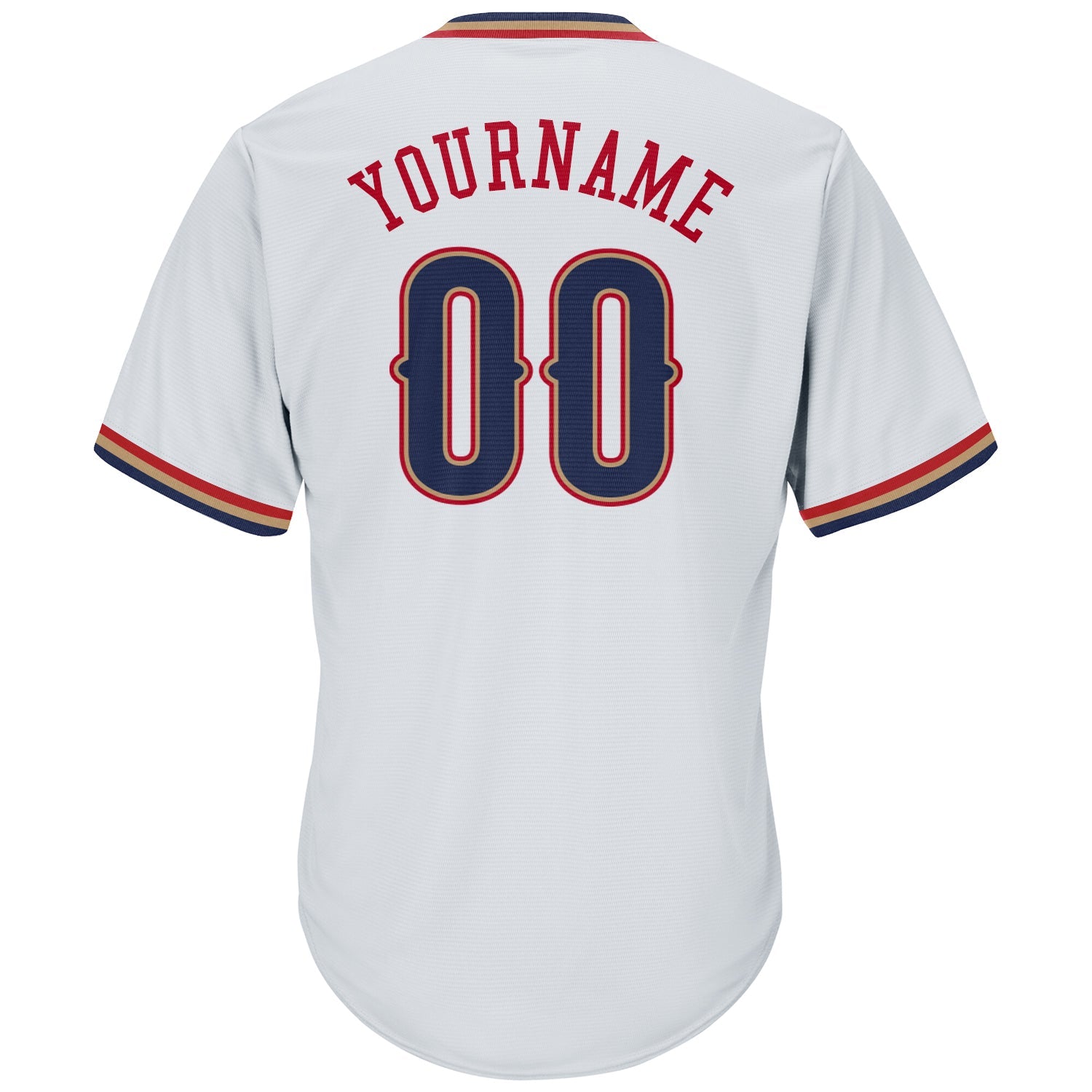 Custom White Navy-Red Authentic Throwback Rib-Knit Baseball Jersey Shirt view 3