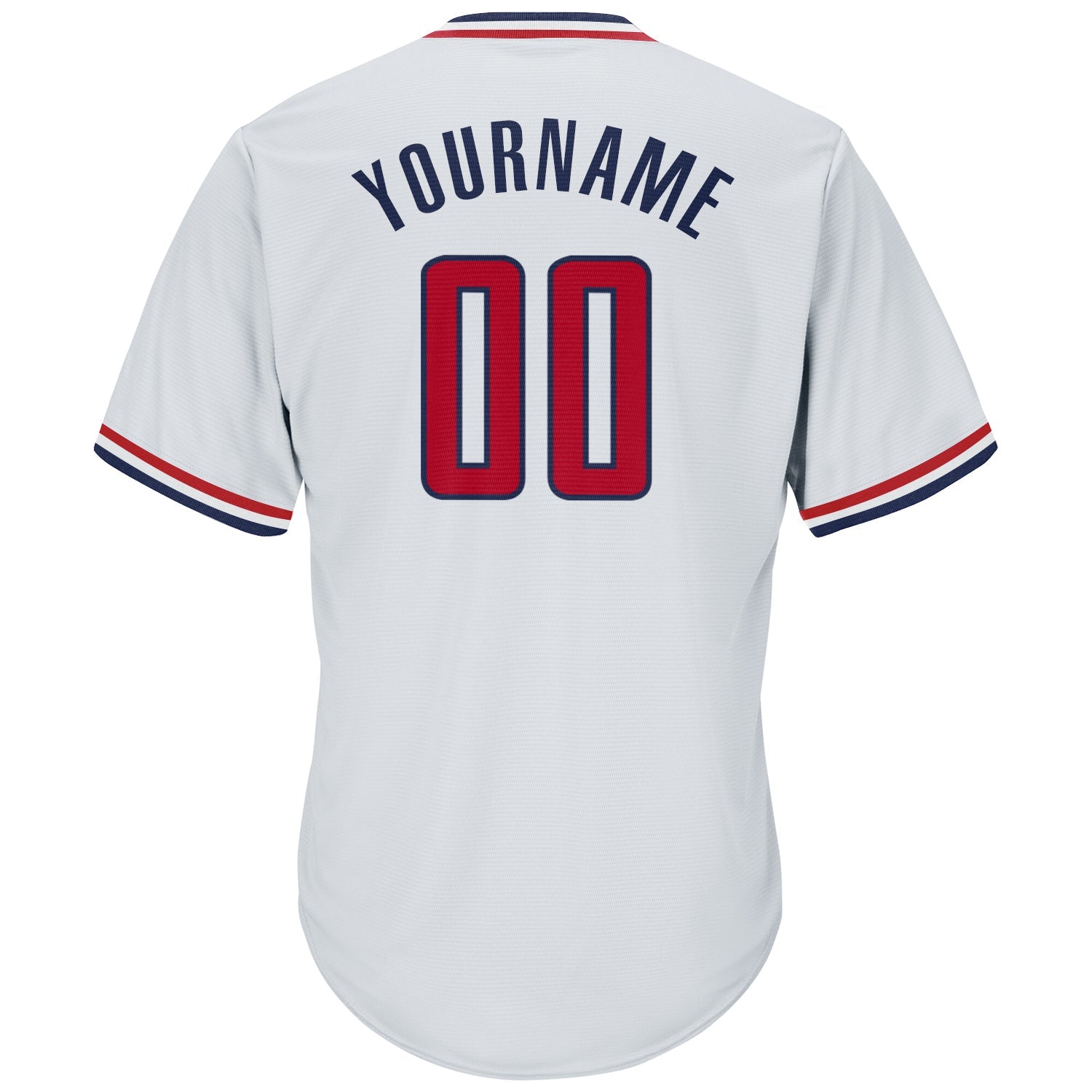 Custom White Red-Navy Authentic Throwback Rib-Knit Baseball Jersey Shirt view 3