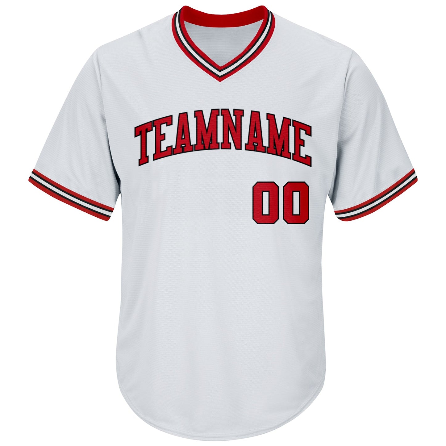 Custom White Red-Black Authentic Throwback Rib-Knit Baseball Jersey Shirt view 2