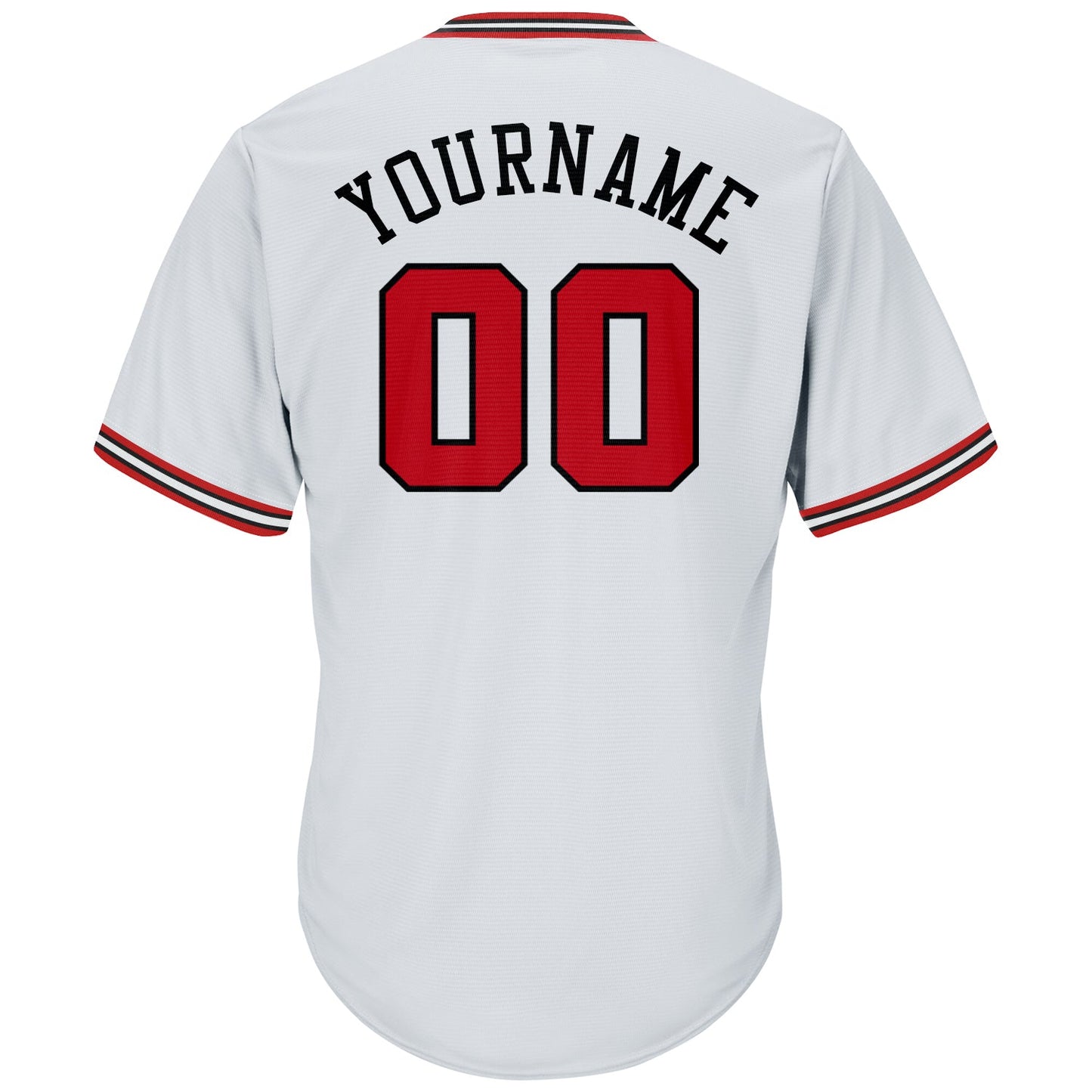 Custom White Red-Black Authentic Throwback Rib-Knit Baseball Jersey Shirt view 3