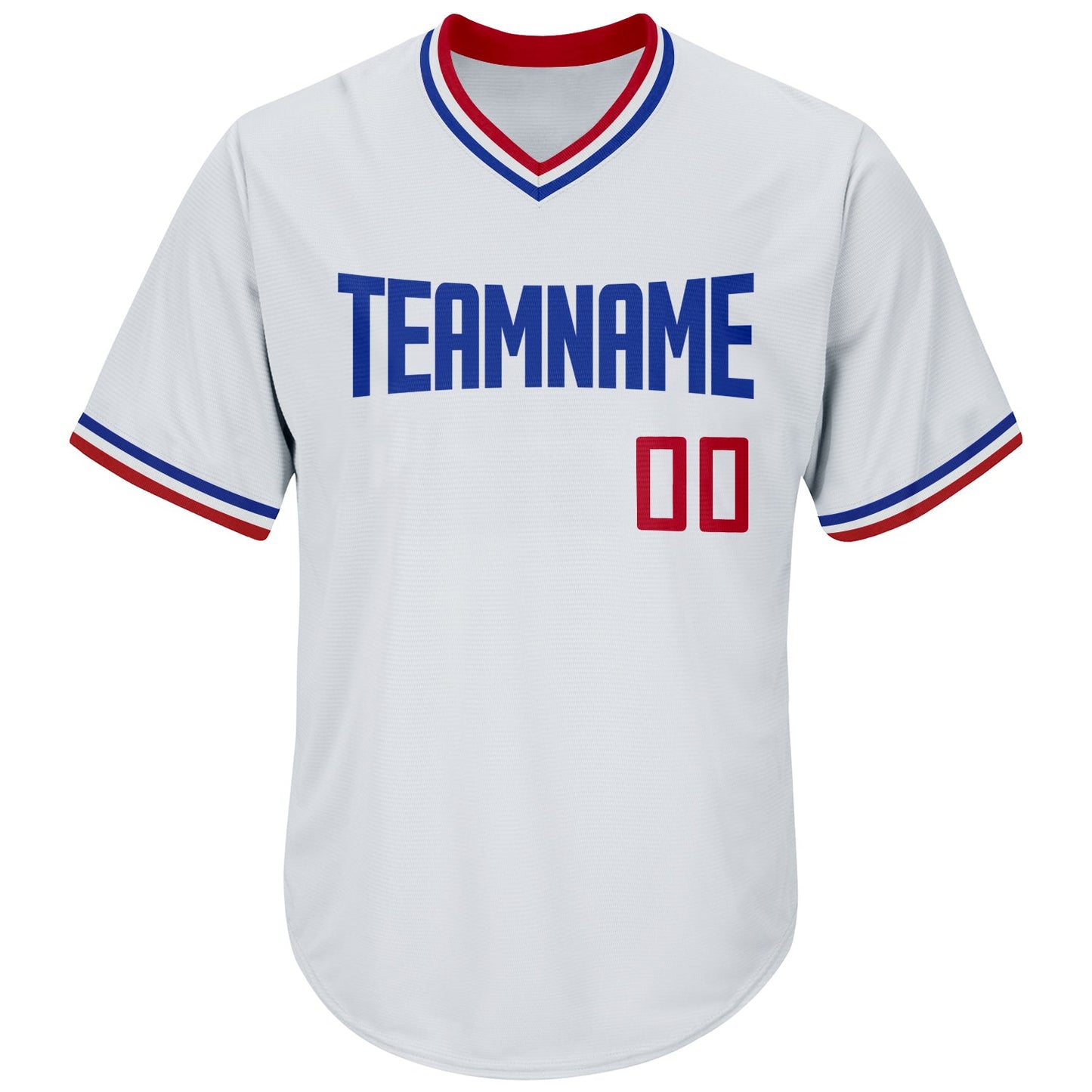 Custom White Red-Royal Authentic Throwback Rib-Knit Baseball Jersey Shirt view 2
