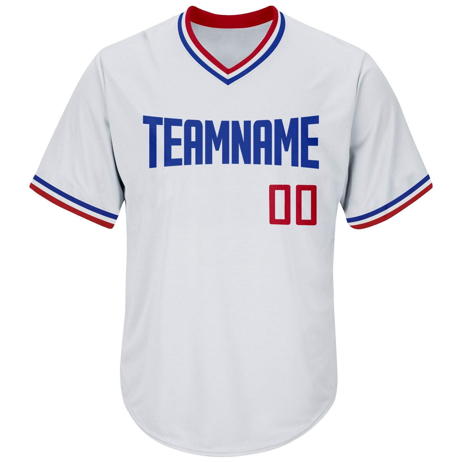 Custom White Red-Royal Authentic Throwback Rib-Knit Baseball Jersey Shirt view 2