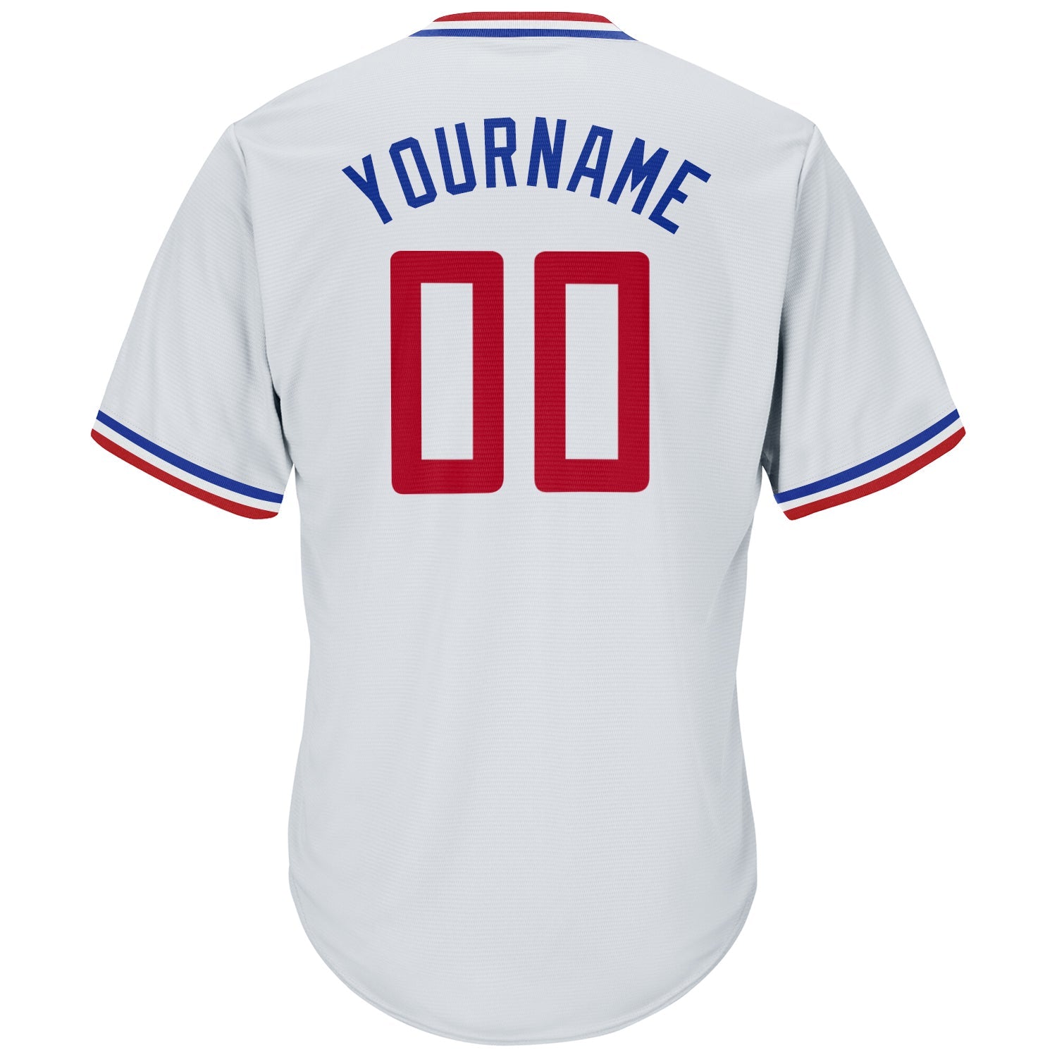 Custom White Red-Royal Authentic Throwback Rib-Knit Baseball Jersey Shirt view 3