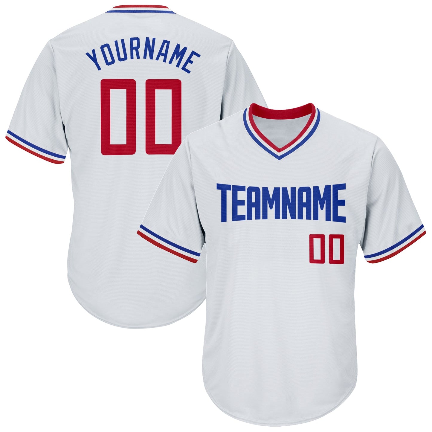 Custom White Red-Royal Authentic Throwback Rib-Knit Baseball Jersey Shirt - Main View