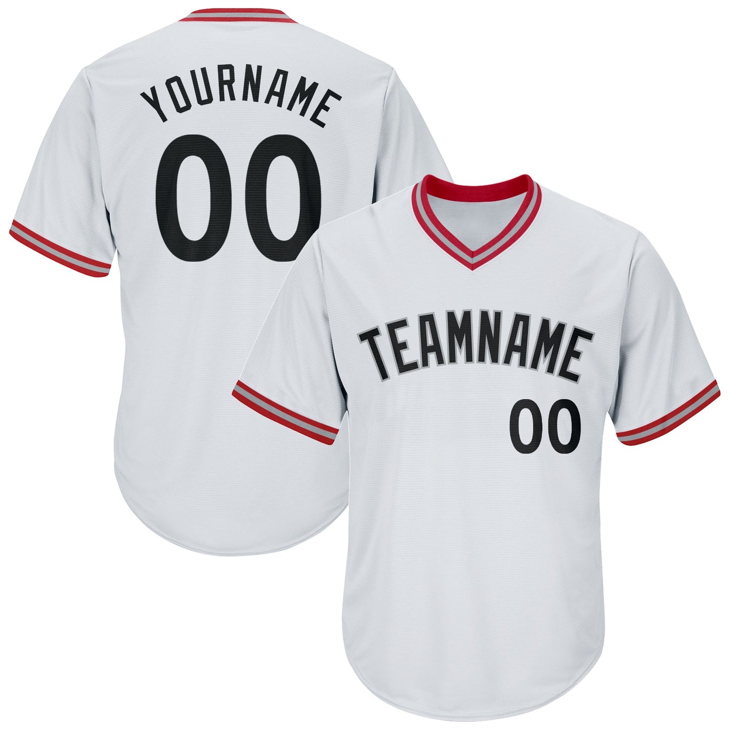 Custom White Black-Red Authentic Throwback Rib-Knit Baseball Jersey Shirt - Main View