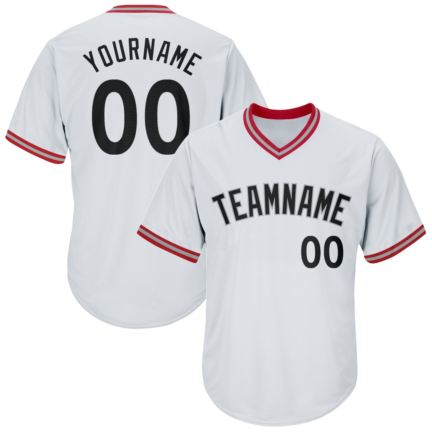 Custom White Black-Red Authentic Throwback Rib-Knit Baseball Jersey Shirt - Main View
