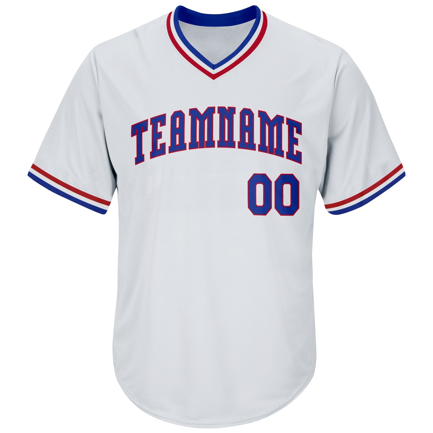 Custom White Royal-Red Authentic Throwback Rib-Knit Baseball Jersey Shirt view 2