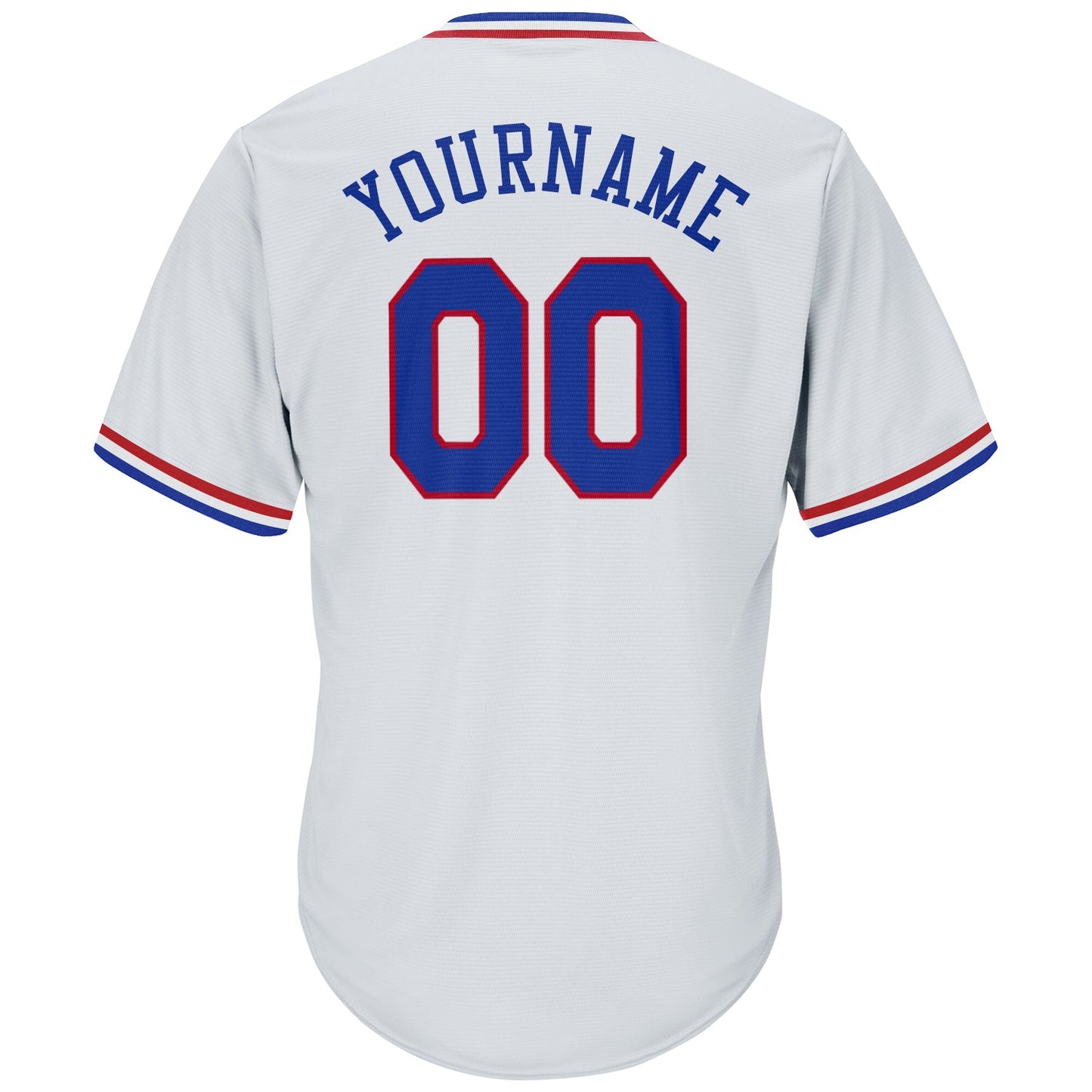 Custom White Royal-Red Authentic Throwback Rib-Knit Baseball Jersey Shirt view 3