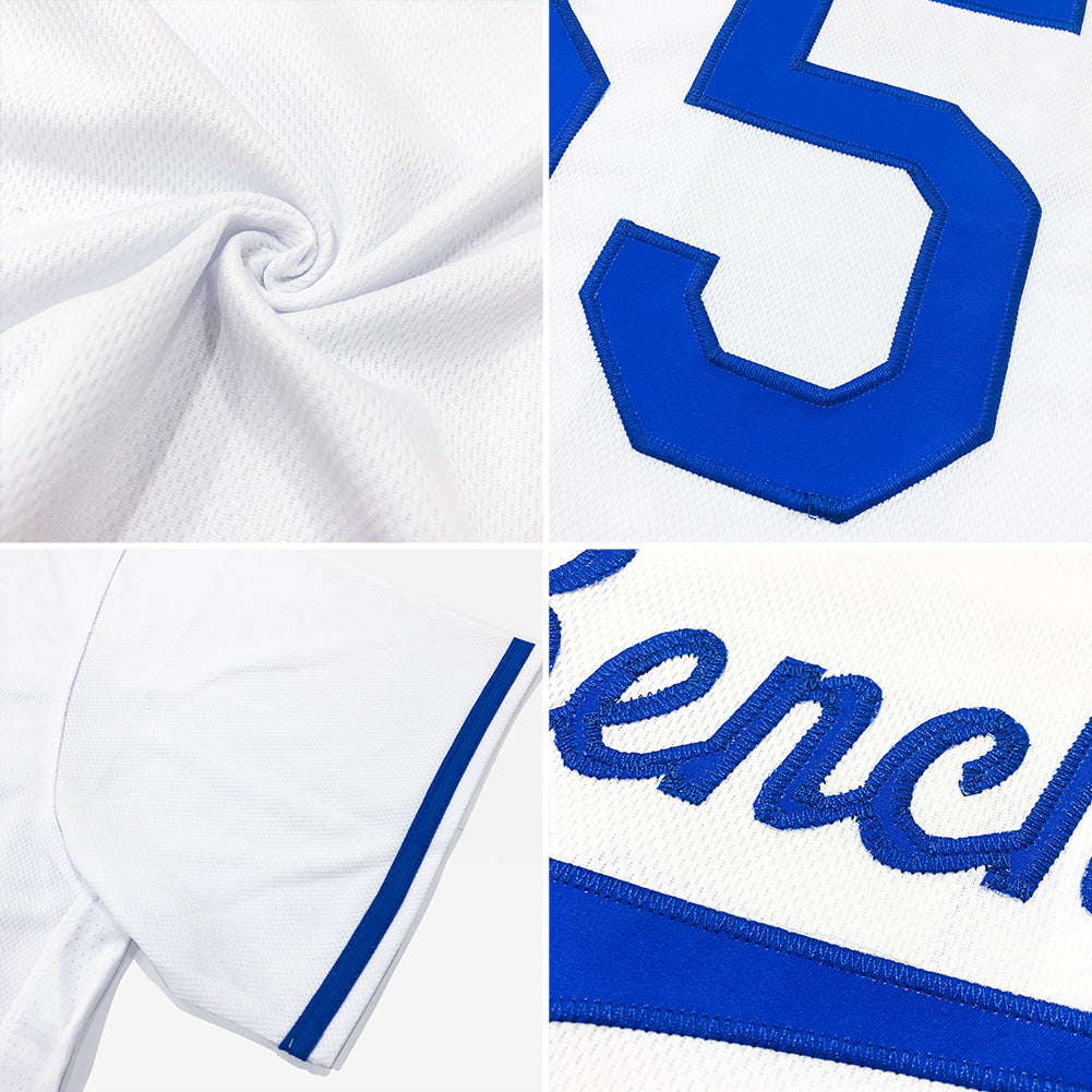 Custom White Royal-Red Authentic Throwback Rib-Knit Baseball Jersey Shirt view 7