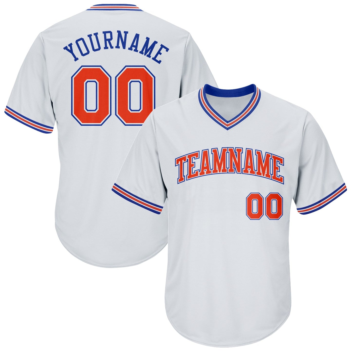 Custom White Orange-Royal Authentic Throwback Rib-Knit Baseball Jersey Shirt - Main View