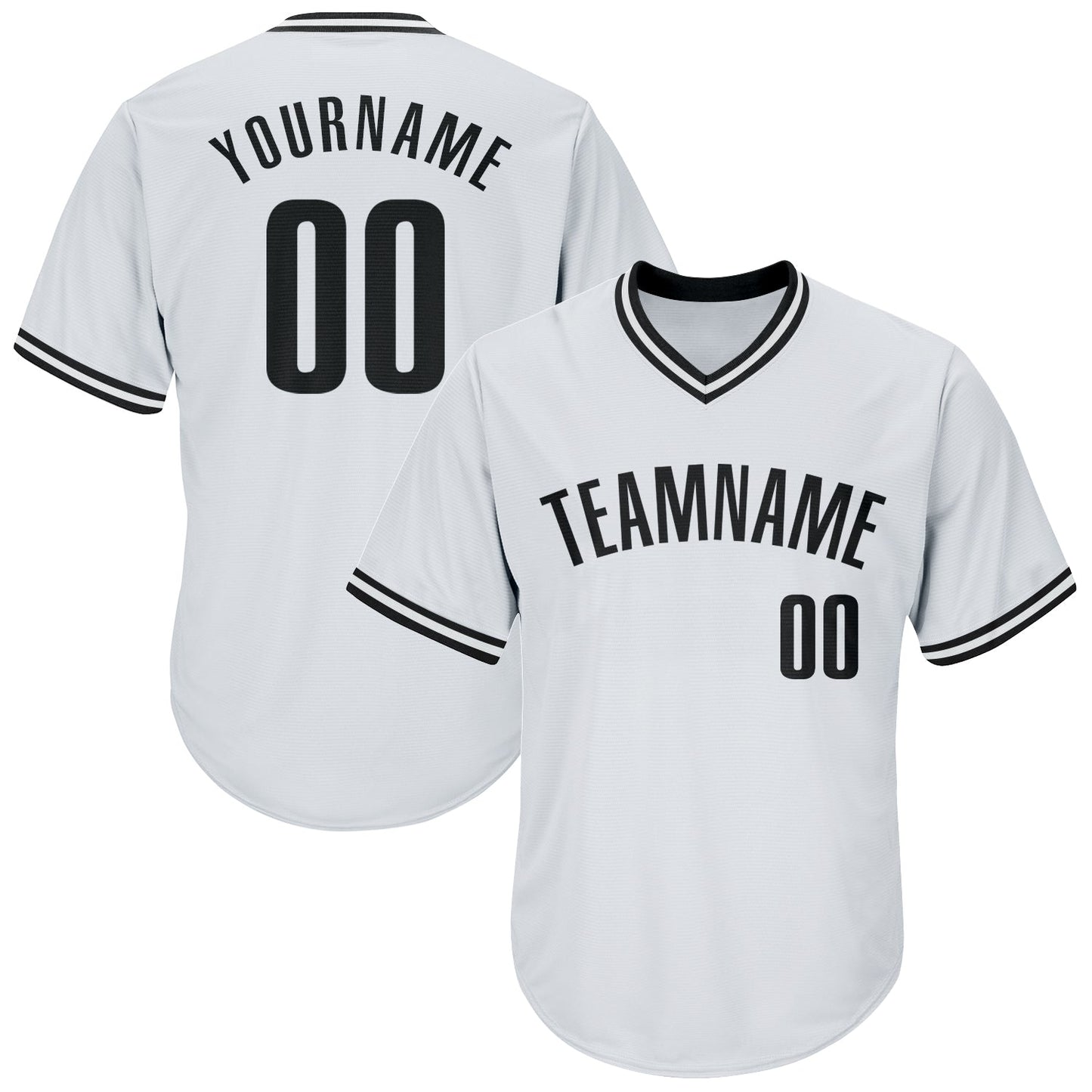 Custom White Black Authentic Throwback Rib-Knit Baseball Jersey Shirt - Main View