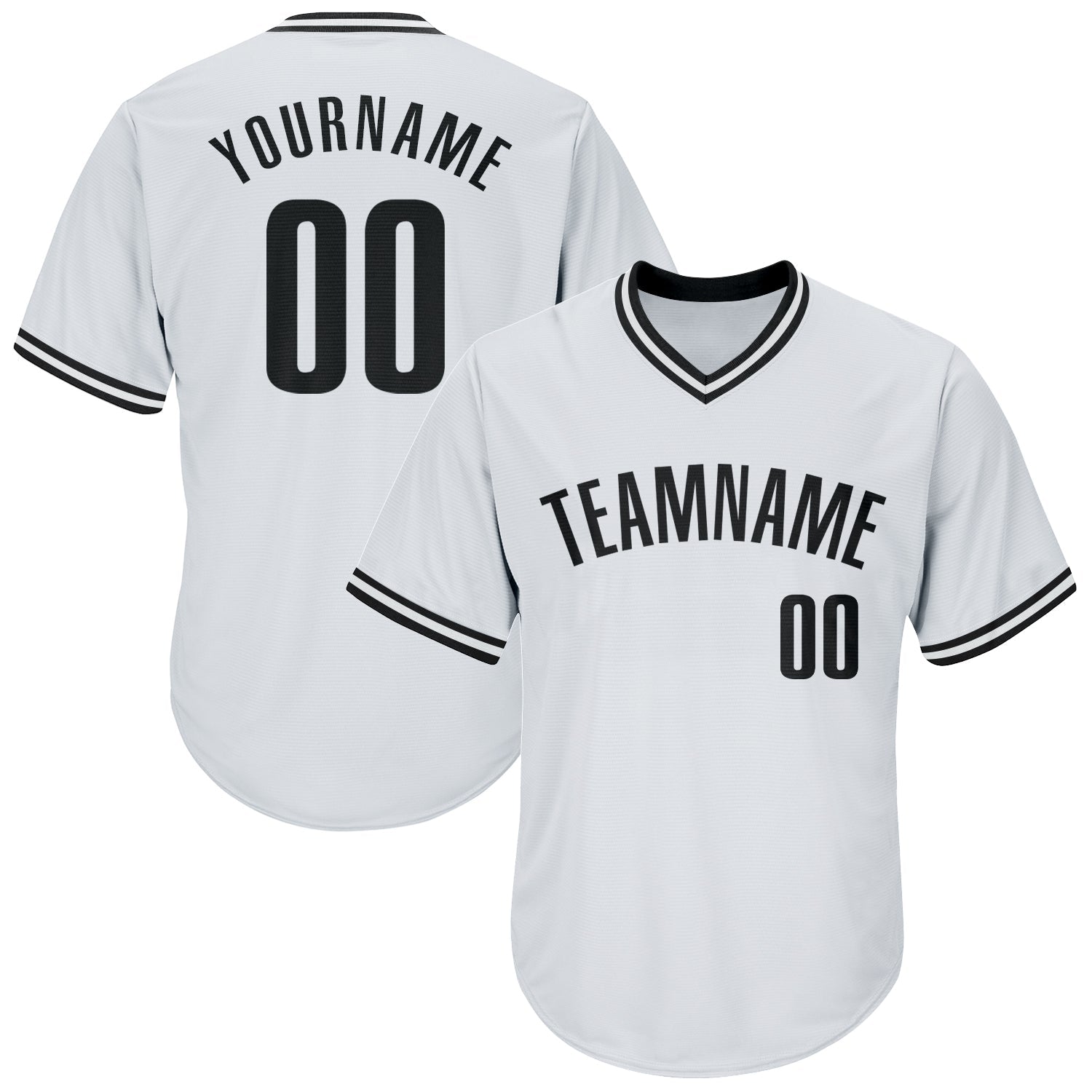 Custom White Black Authentic Throwback Rib-Knit Baseball Jersey Shirt - Main View