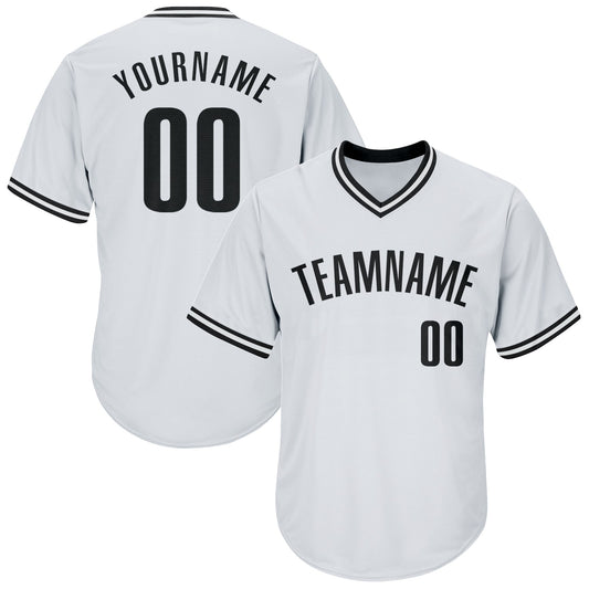 Custom White Black Authentic Throwback Rib-Knit Baseball Jersey Shirt - Main View