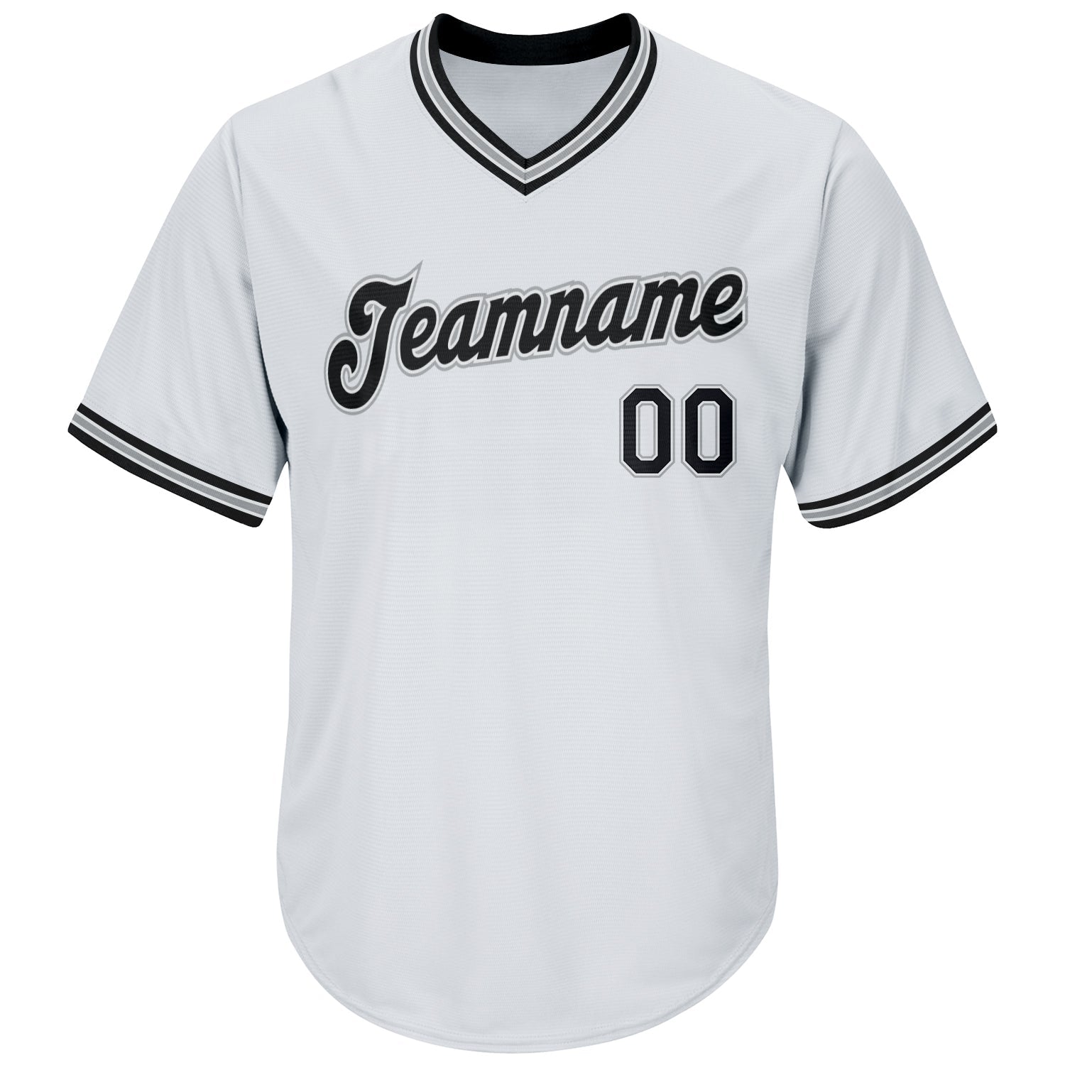 Custom White Black-Gray Authentic Throwback Rib-Knit Baseball Jersey Shirt view 2