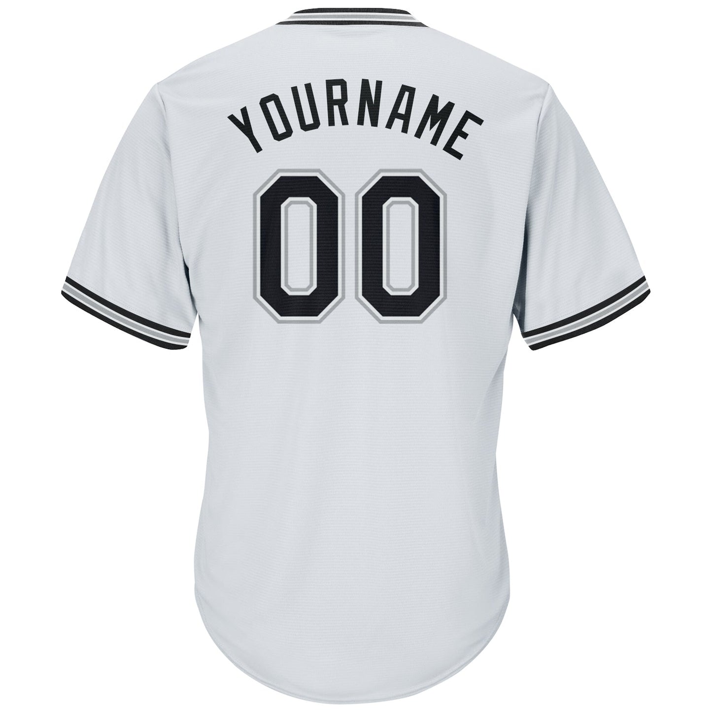 Custom White Black-Gray Authentic Throwback Rib-Knit Baseball Jersey Shirt view 3