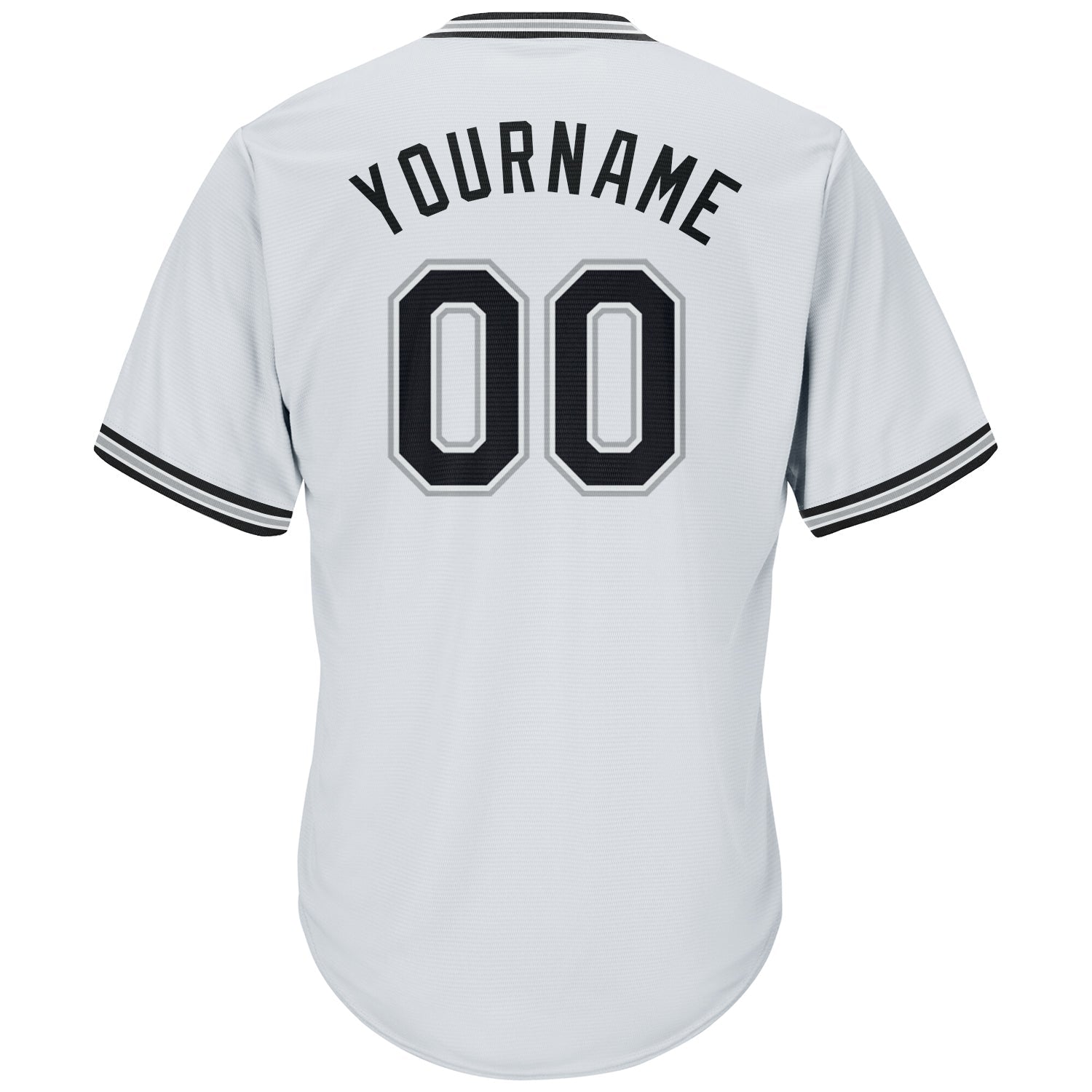 Custom White Black-Gray Authentic Throwback Rib-Knit Baseball Jersey Shirt view 3