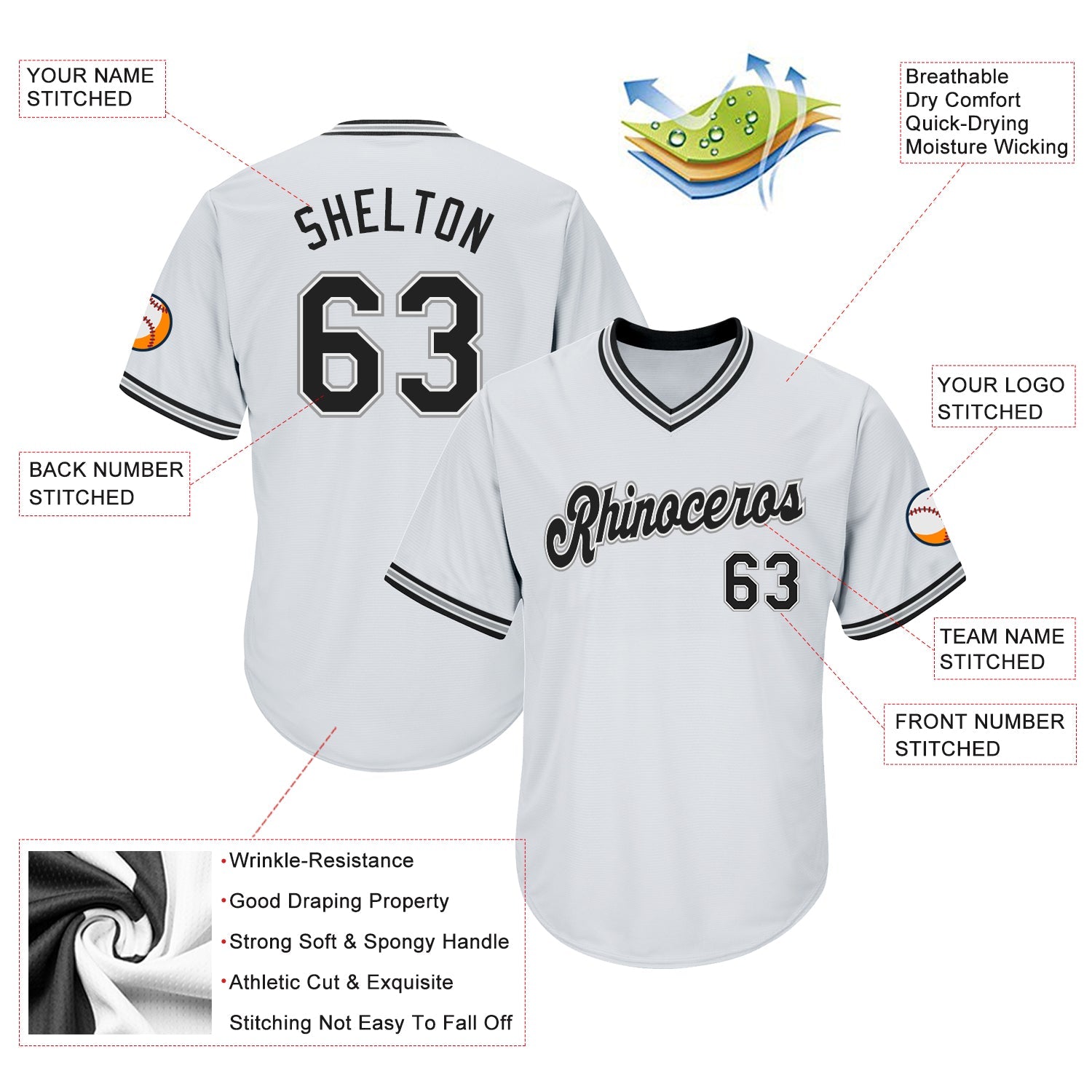 Custom White Black-Gray Authentic Throwback Rib-Knit Baseball Jersey Shirt view 4
