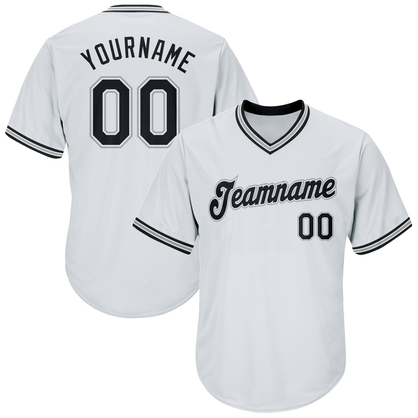 Custom White Black-Gray Authentic Throwback Rib-Knit Baseball Jersey Shirt - Main View