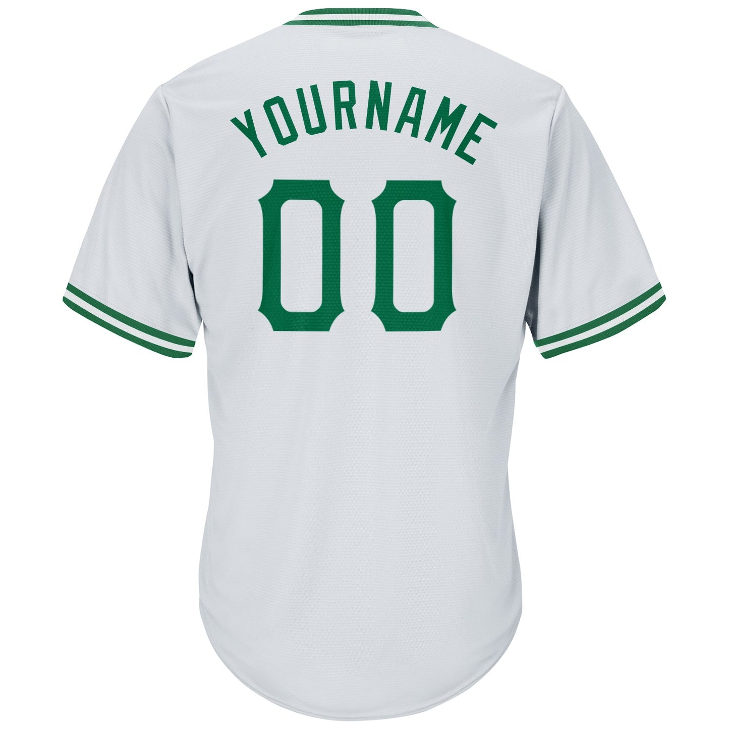 Custom White Kelly Green Authentic Throwback Rib-Knit Baseball Jersey Shirt view 3
