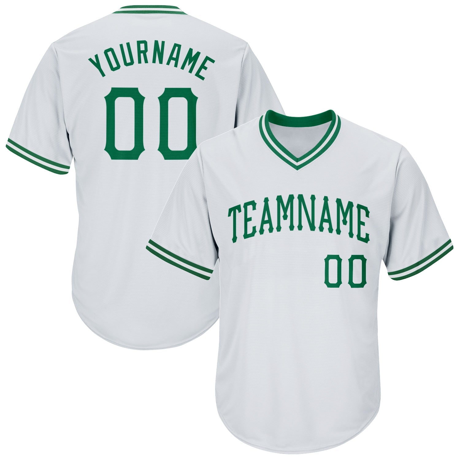 Custom White Kelly Green Authentic Throwback Rib-Knit Baseball Jersey Shirt - Main View