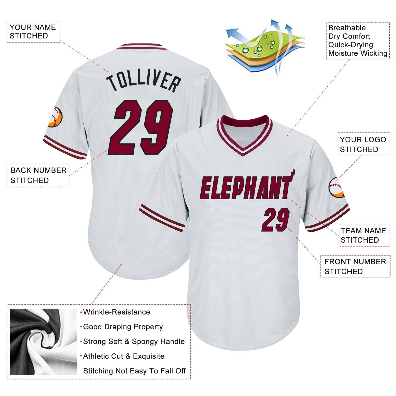 Custom White Maroon-Black Authentic Throwback Rib-Knit Baseball Jersey Shirt view 4