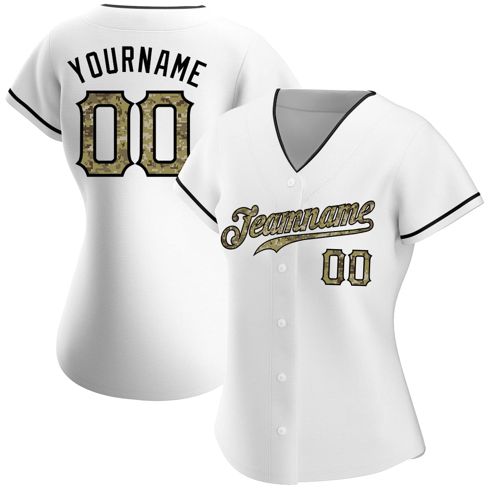 Custom White Camo-Black Authentic Baseball Jersey view 2
