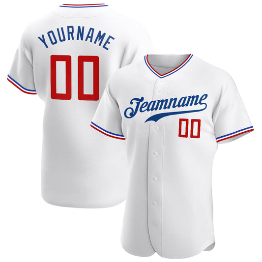 Custom White Red-Royal Authentic Baseball Jersey - Main View