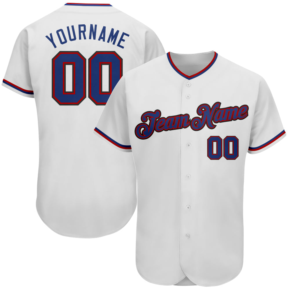 Custom White Royal-Red Authentic Baseball Jersey - Main View